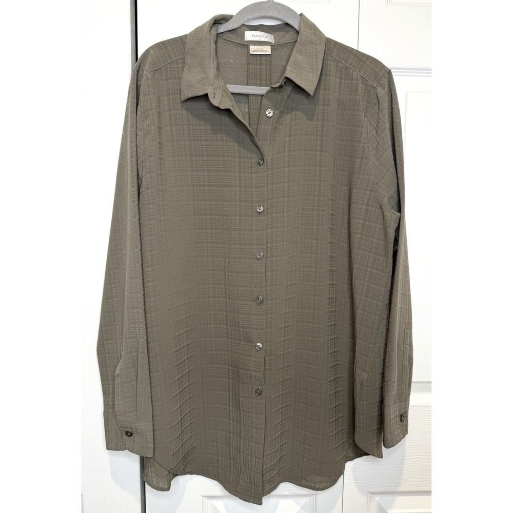 VanHeusen Womens Sheer Button Up Top Shirt Size XL Goblincore Fairy Grunge Indie